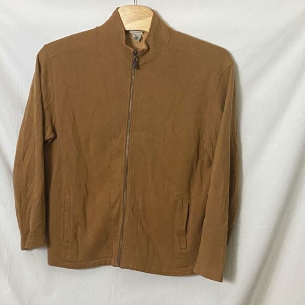 LL Bean Mens XL Regular Full Zip Sweater Jacket‎ Tan SEE ISSUES IN PHOTOS